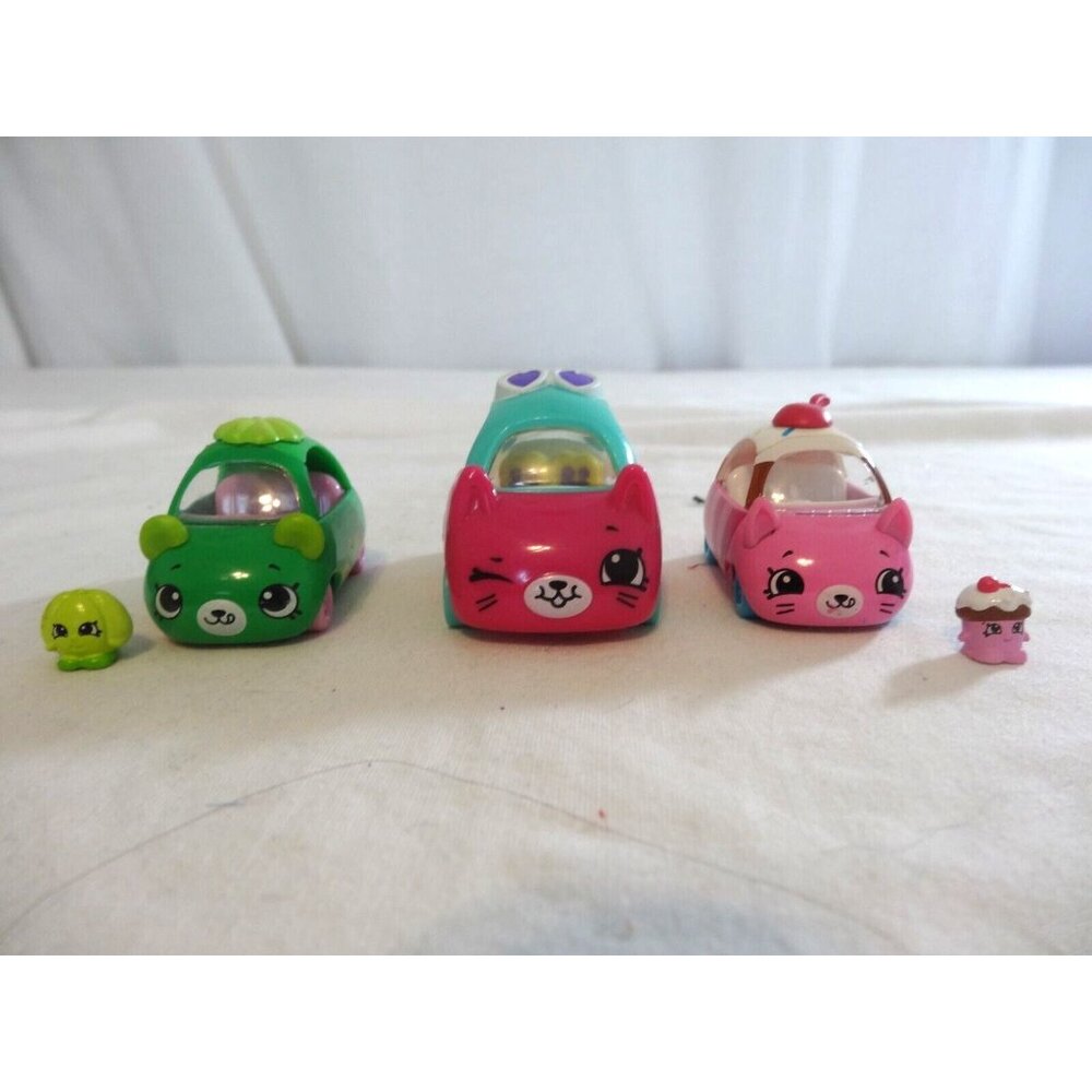 Shopkins Cutie Cars Diecast Cars Lot of 3 Sunny Sedan Choc Cherry Jelly‎ Joyride